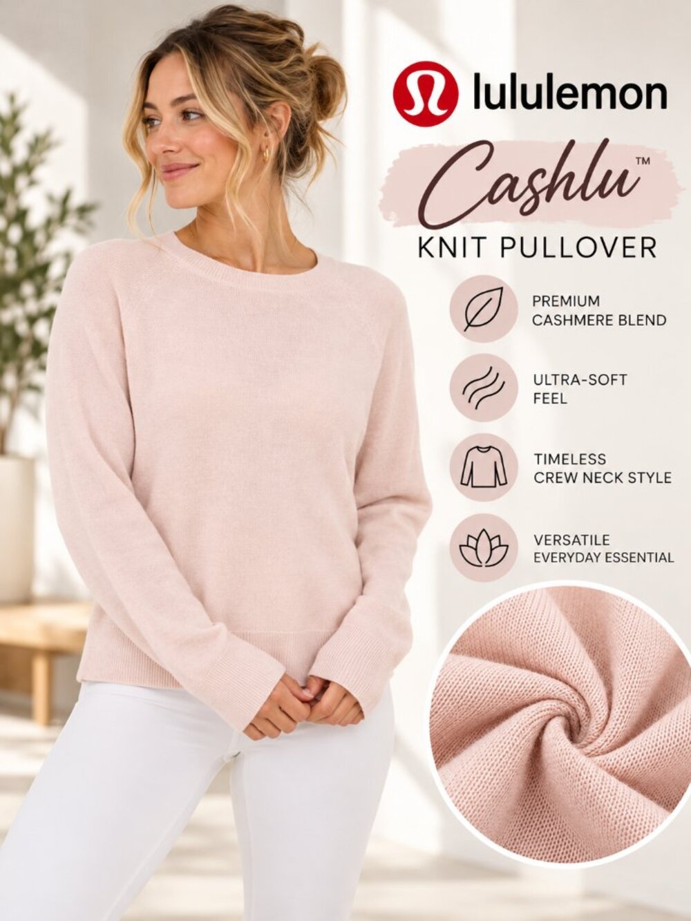 Lulu Cashmere Cashlu Knit Pullover-Pink Bliss